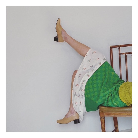 Vintage Dresses & Skirts - Vintage checkerboard block printed skirt